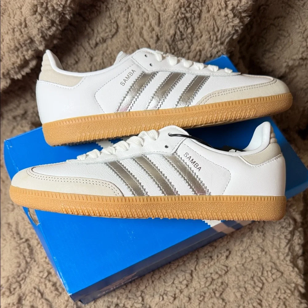 Adidas Women’s Samba OG White and Gum Sneakers - Picture 10 of 14